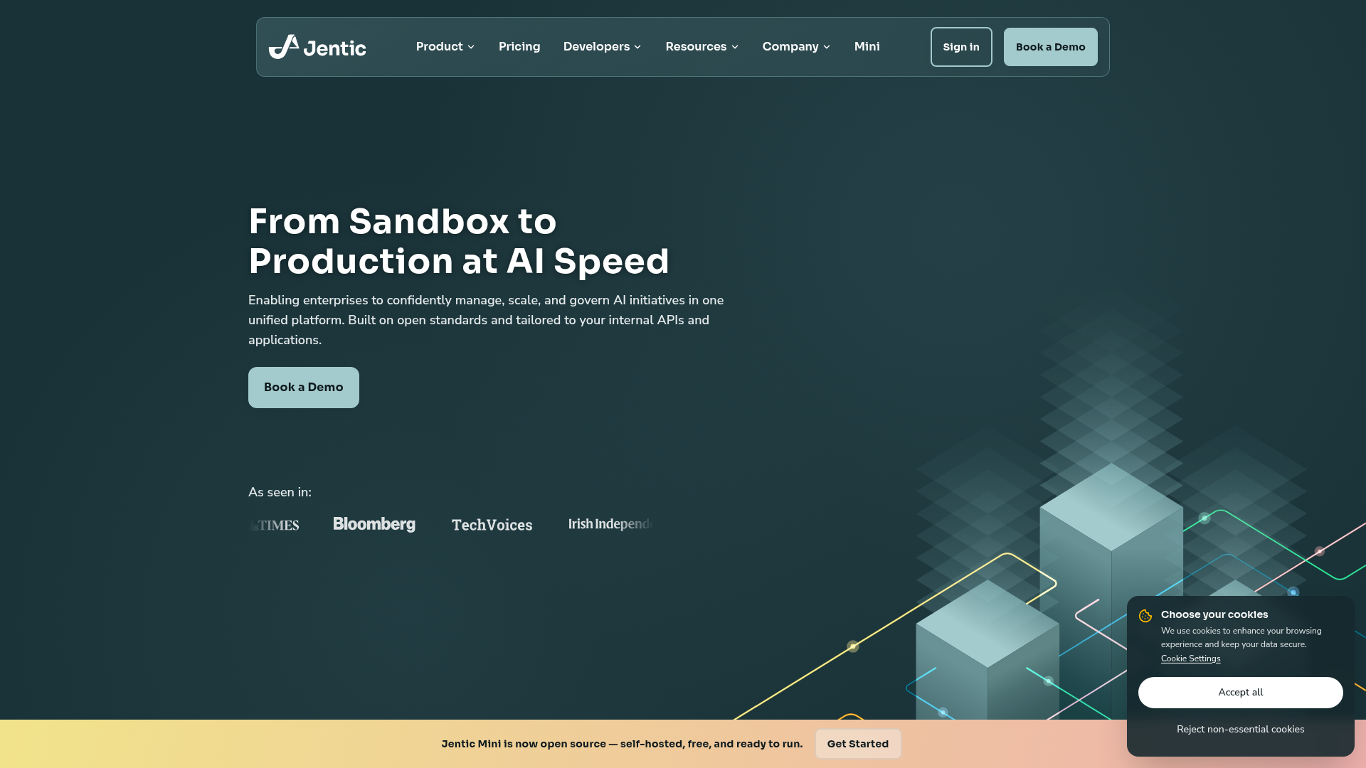 Screenshot of Jentic website