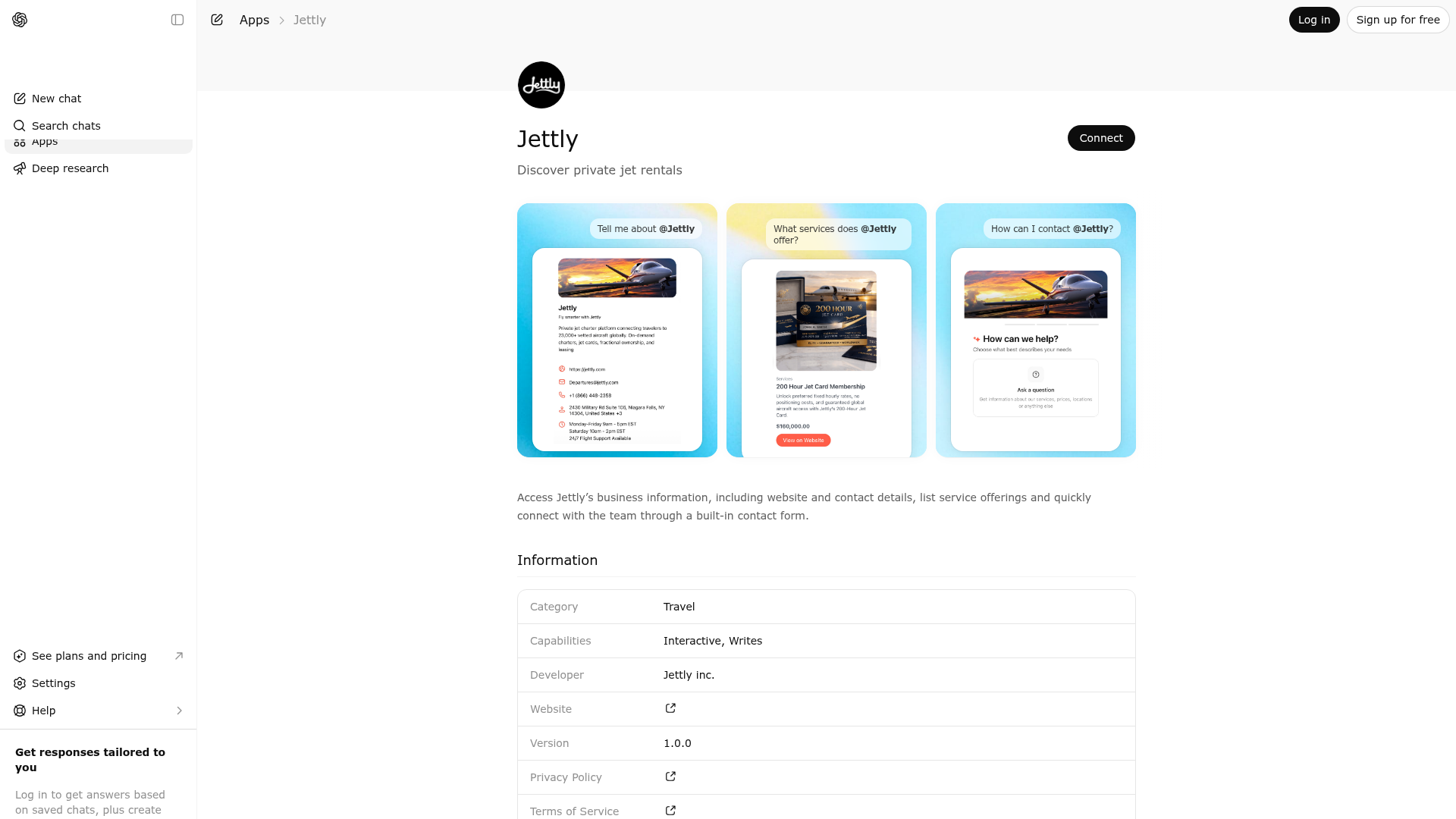 Screenshot of Jettly website