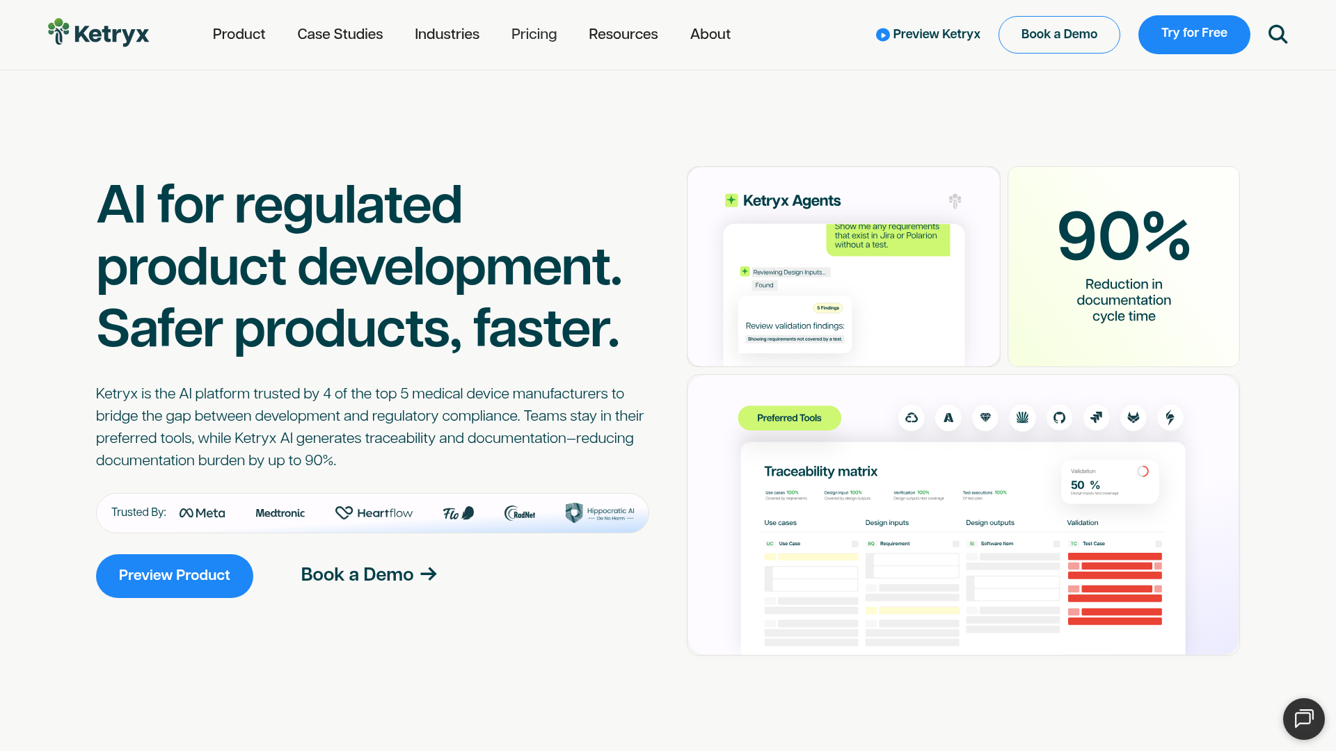 Screenshot of Ketryx website