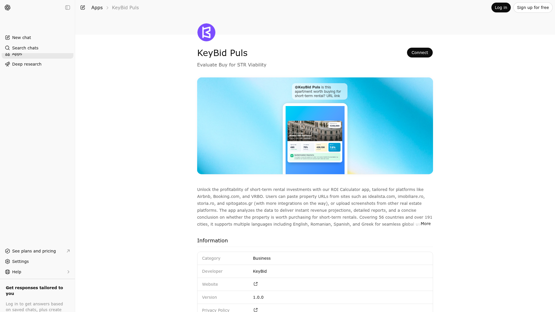 Screenshot of KeyBid Puls website