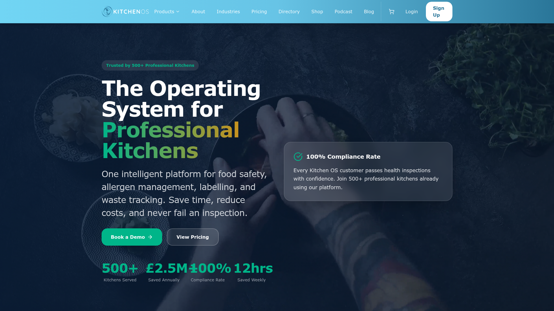 Screenshot of Kitchen Os website