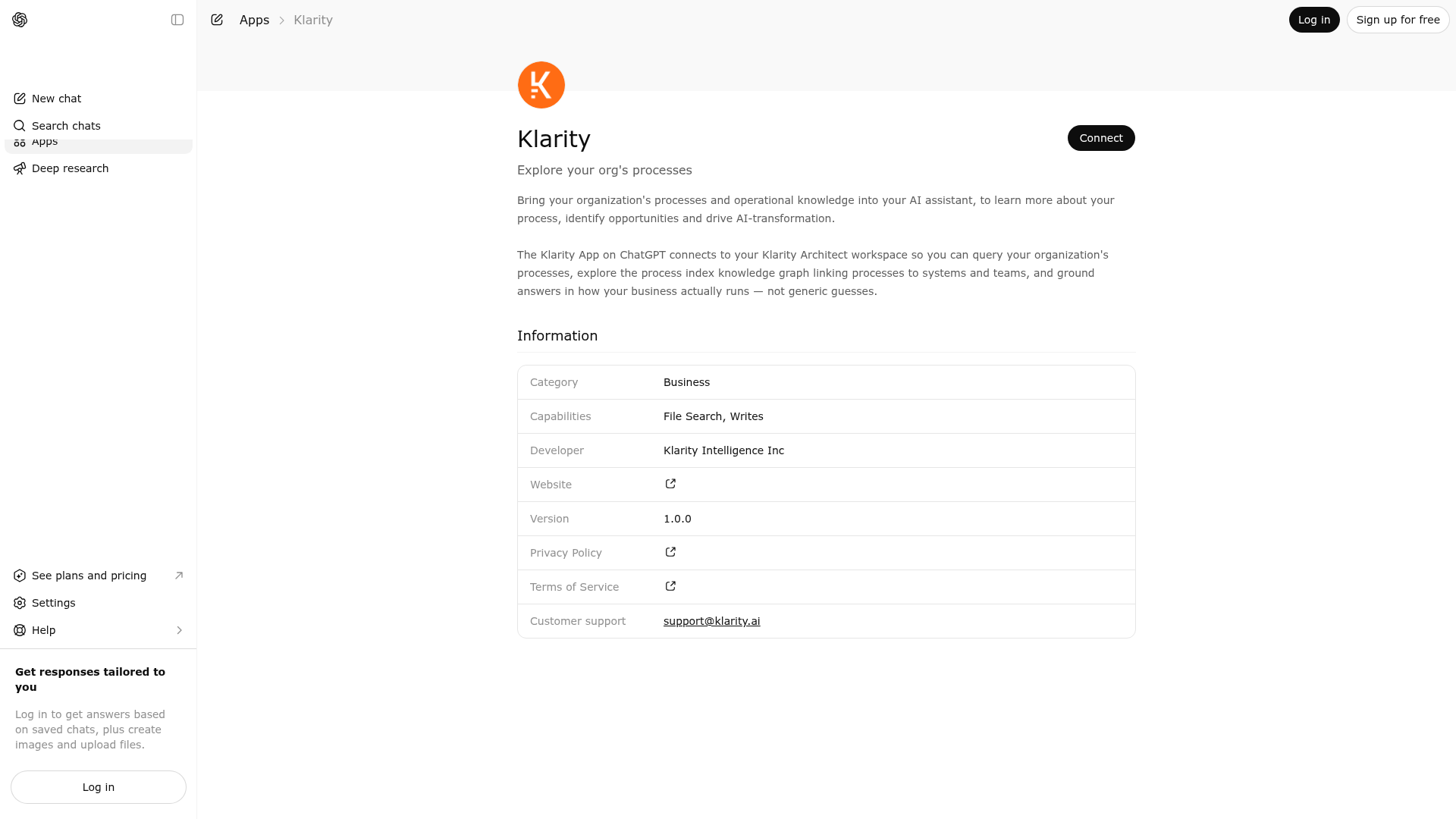Screenshot of Klarity website