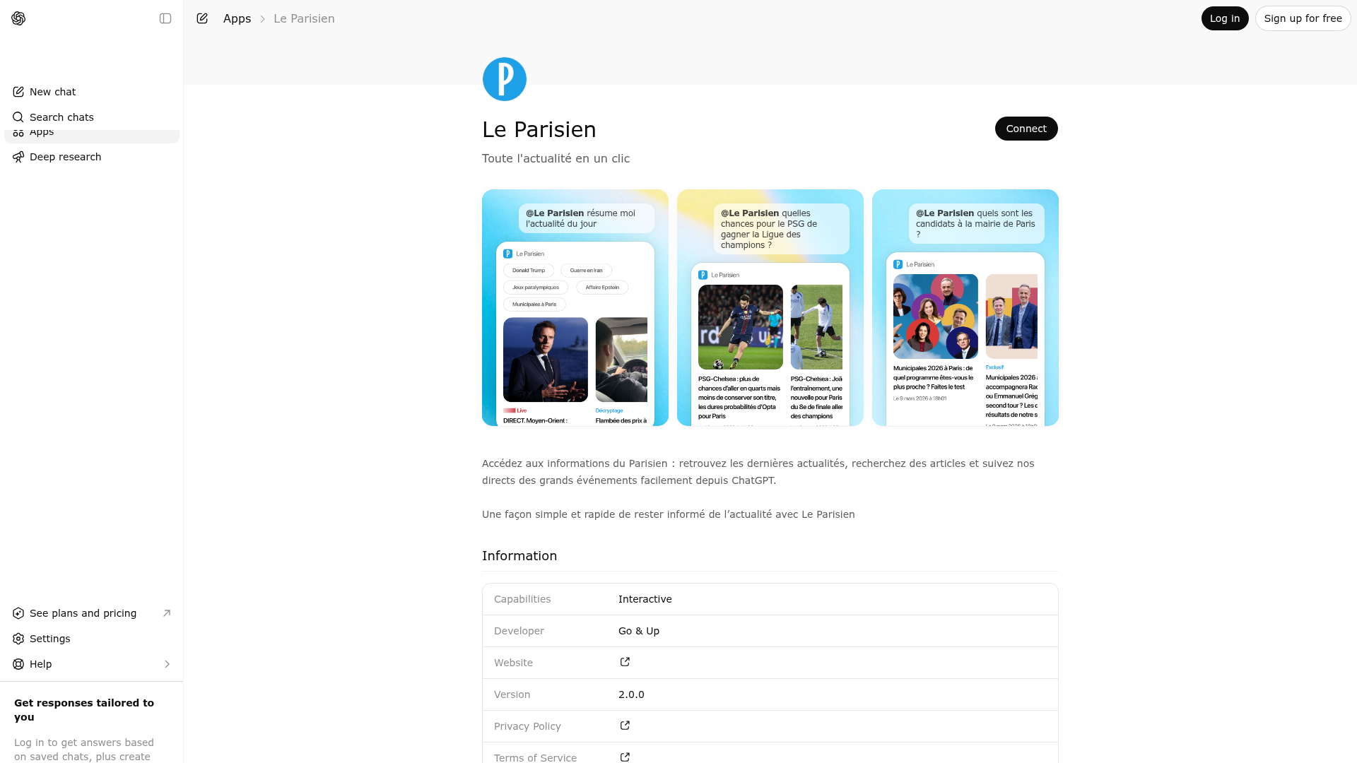 Screenshot of Le Parisien website