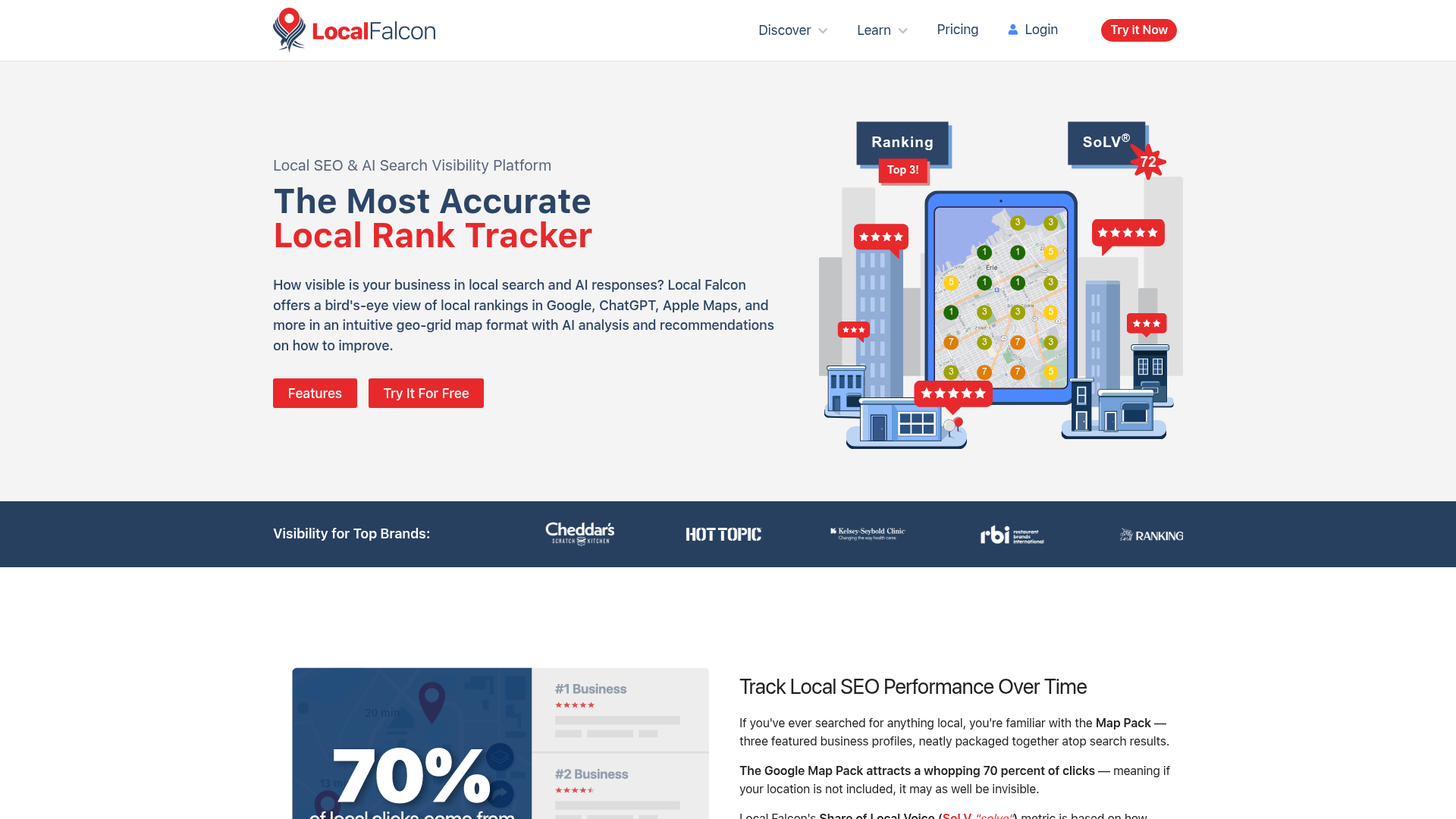 Screenshot of Local Falcon website