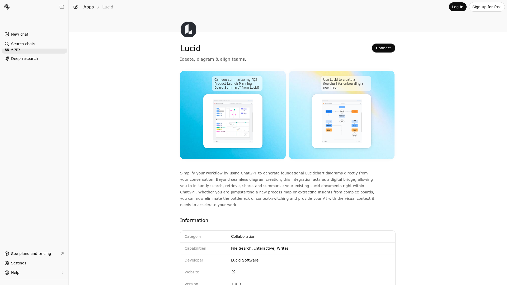 Screenshot of Lucid website