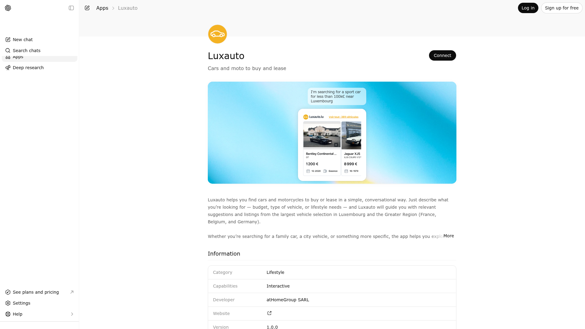 Screenshot of Luxauto website