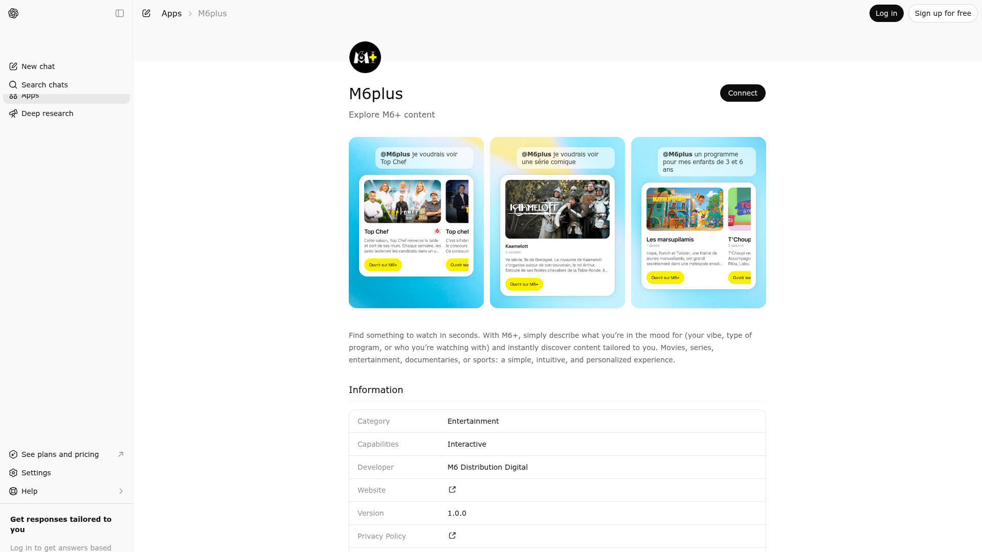 Screenshot of M6plus website