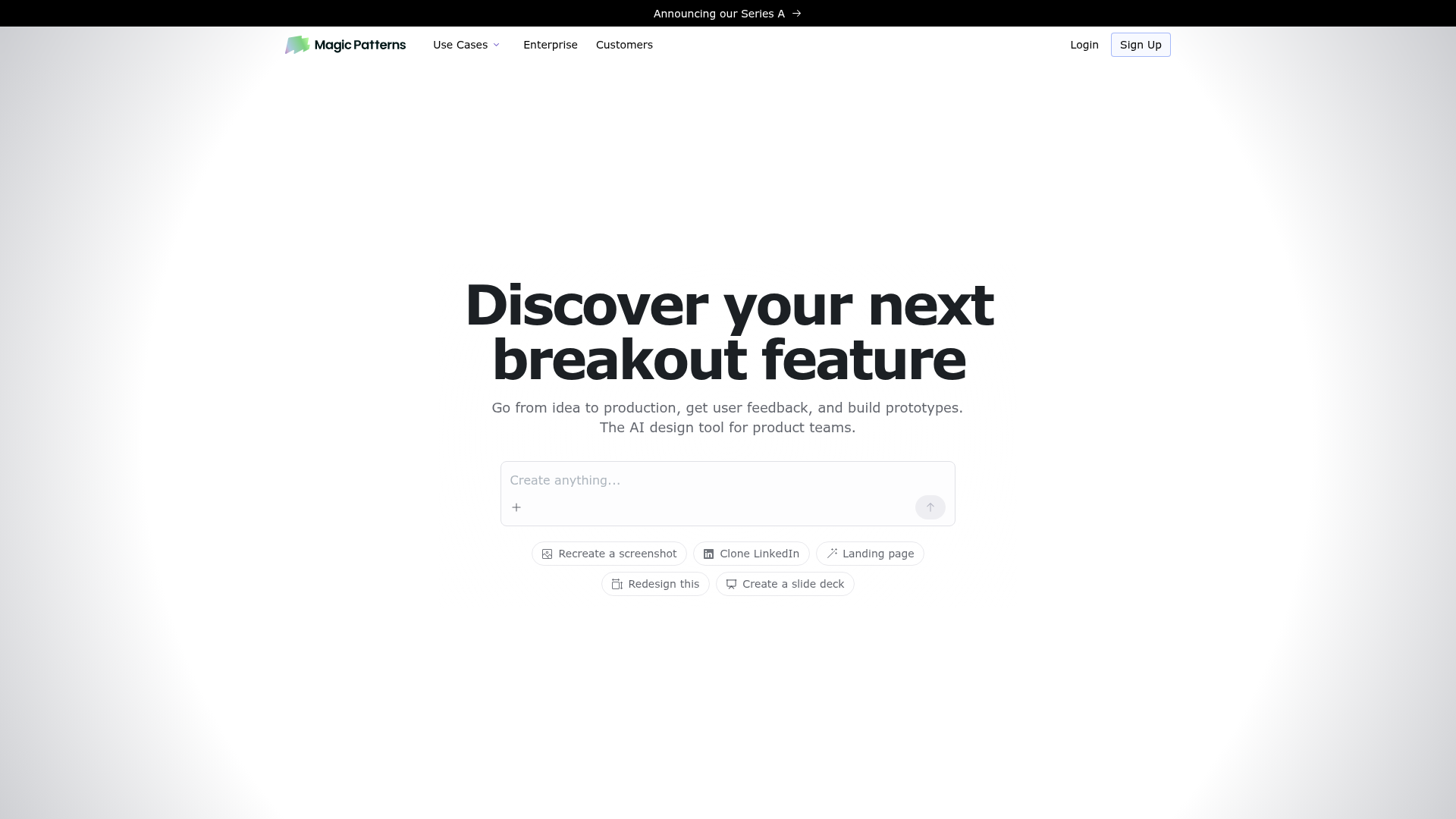 Screenshot of Magic Patterns website