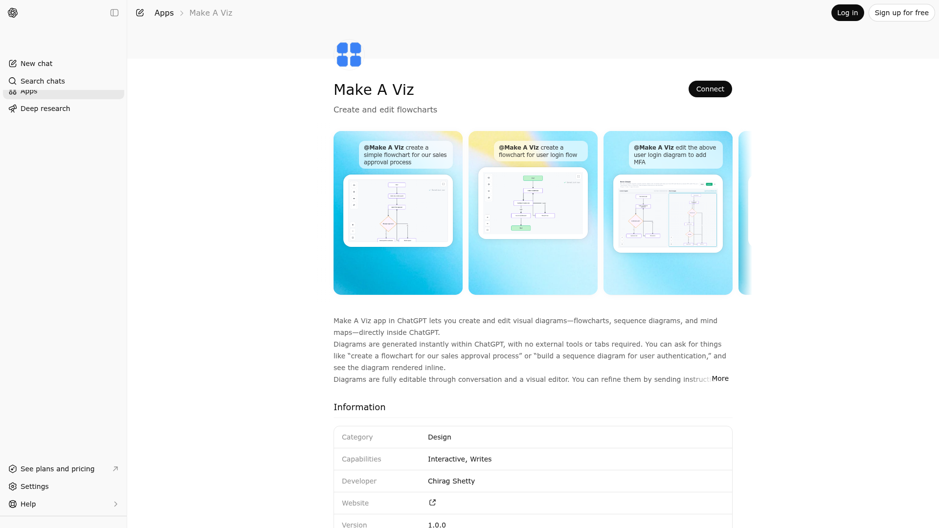 Screenshot of Make A Viz website