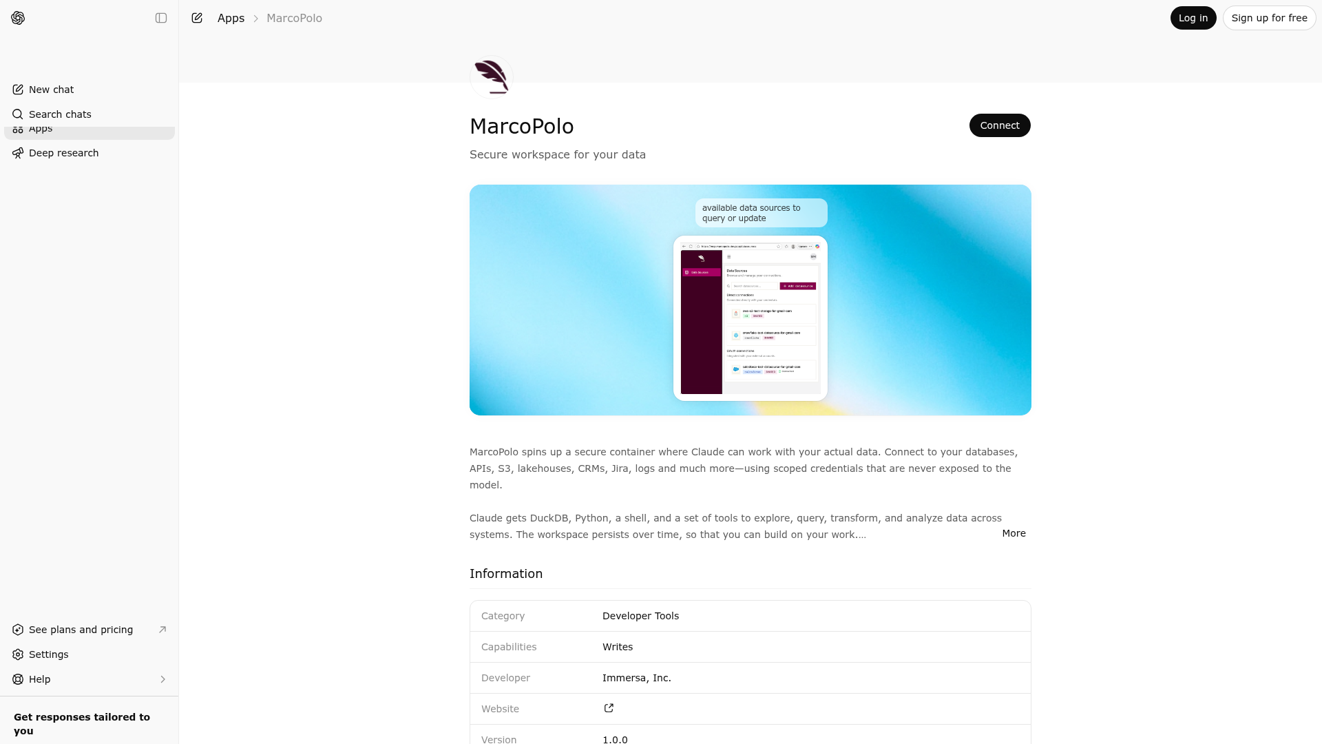 Screenshot of MarcoPolo website