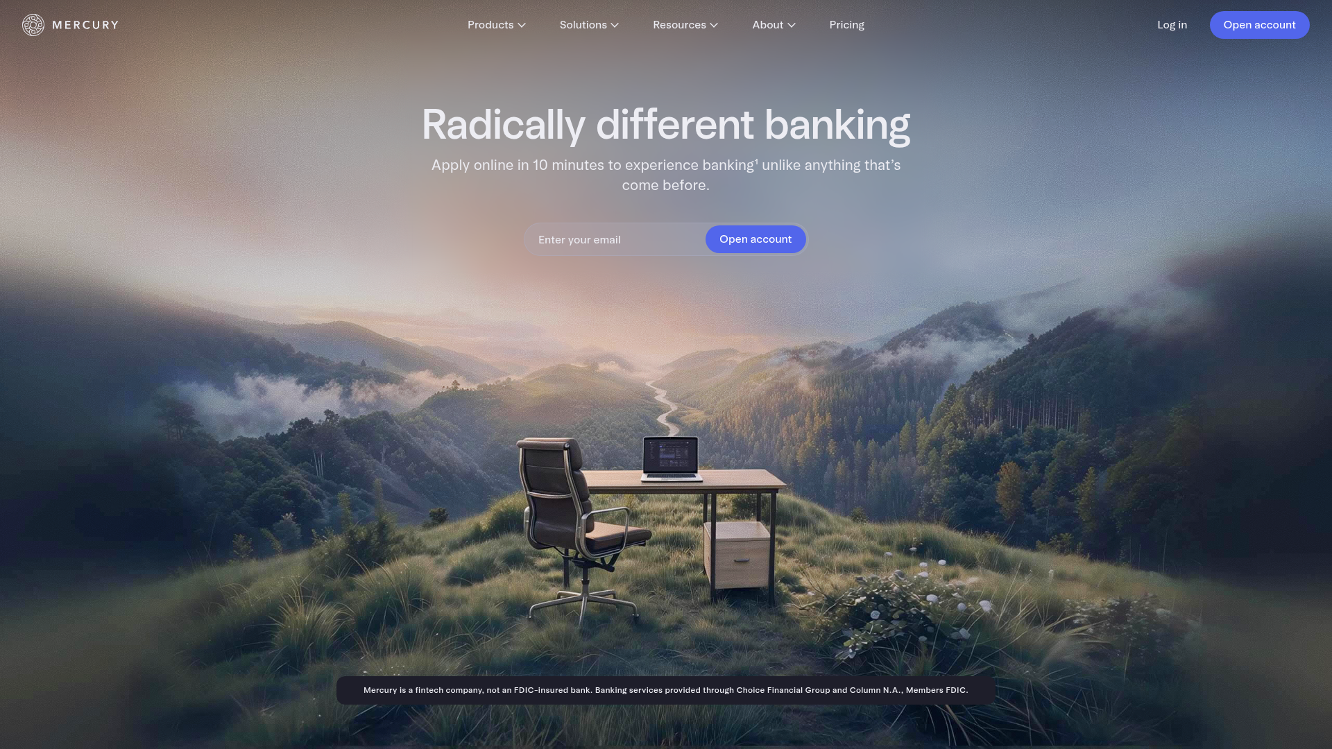 Screenshot of Mercury website