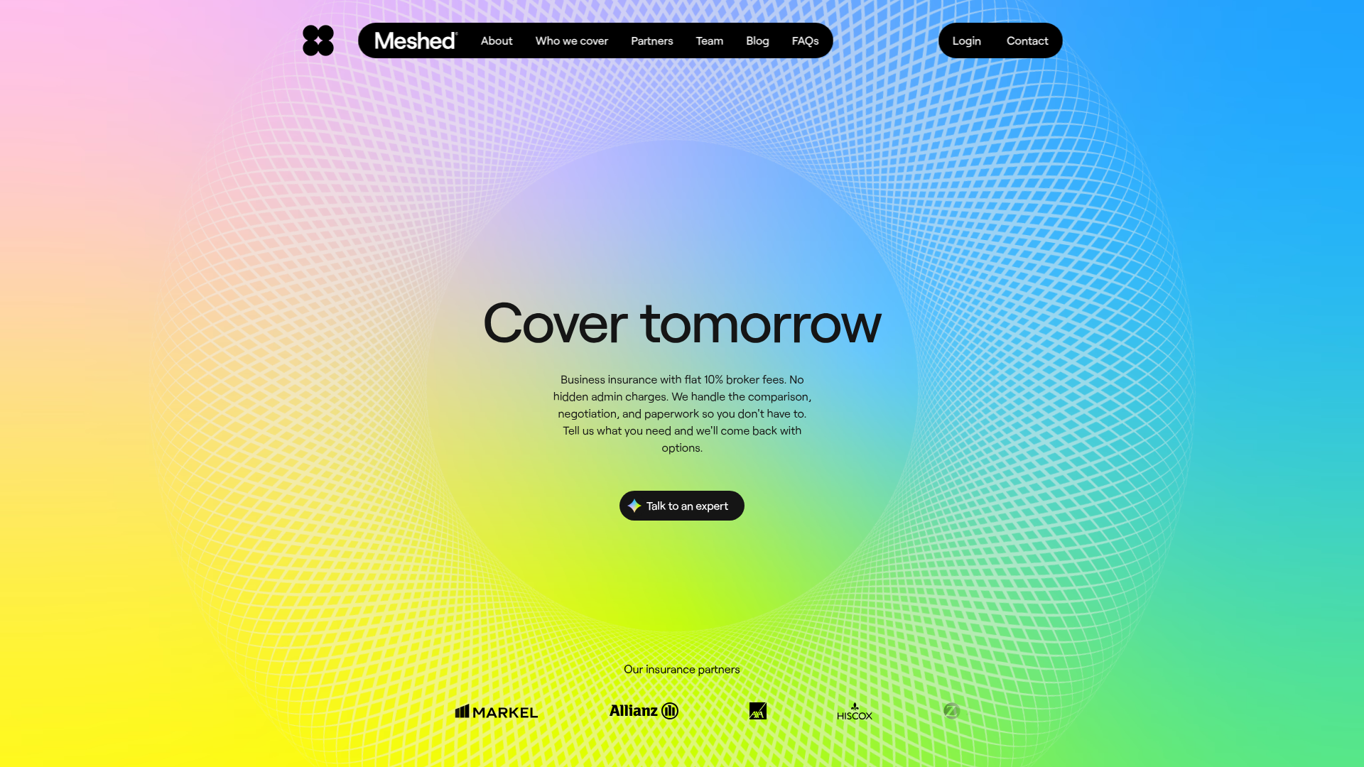 Screenshot of Meshed Cover website