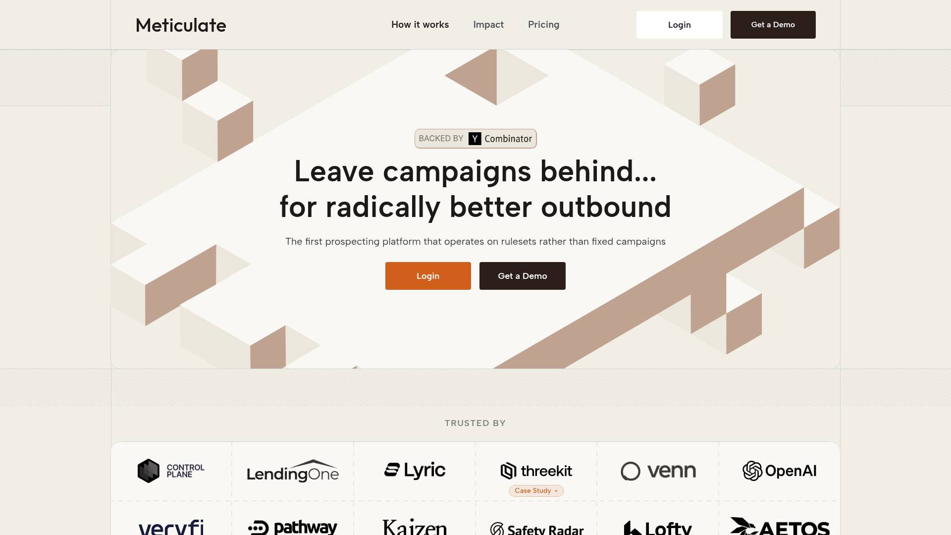 Screenshot of Meticulate website