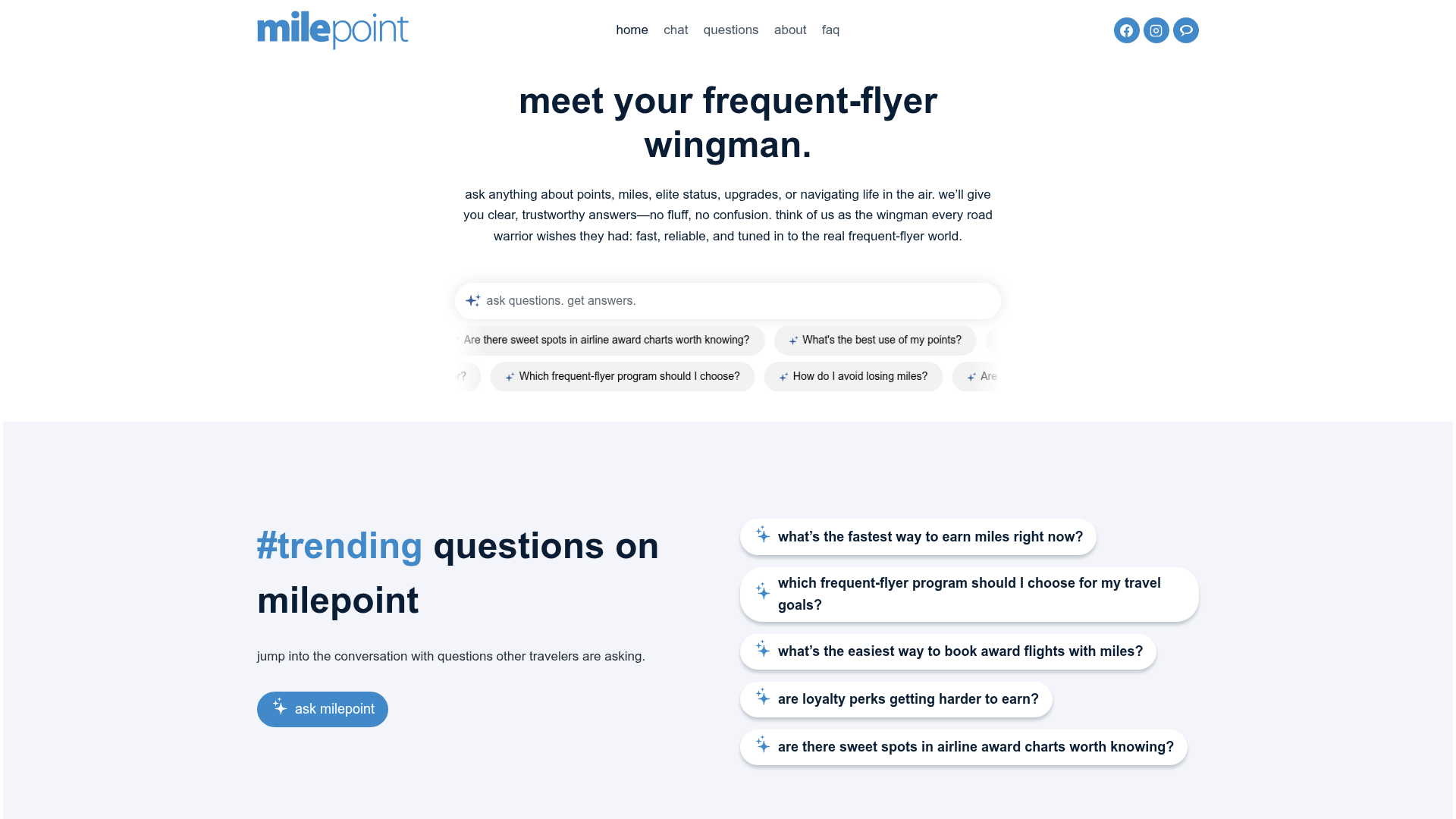 Screenshot of Milepoint website