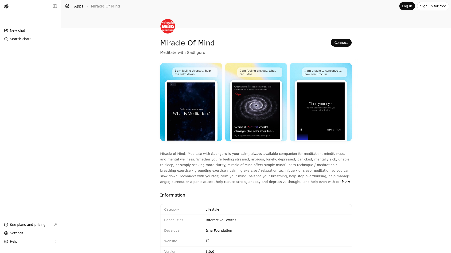 Screenshot of Miracle Of Mind website