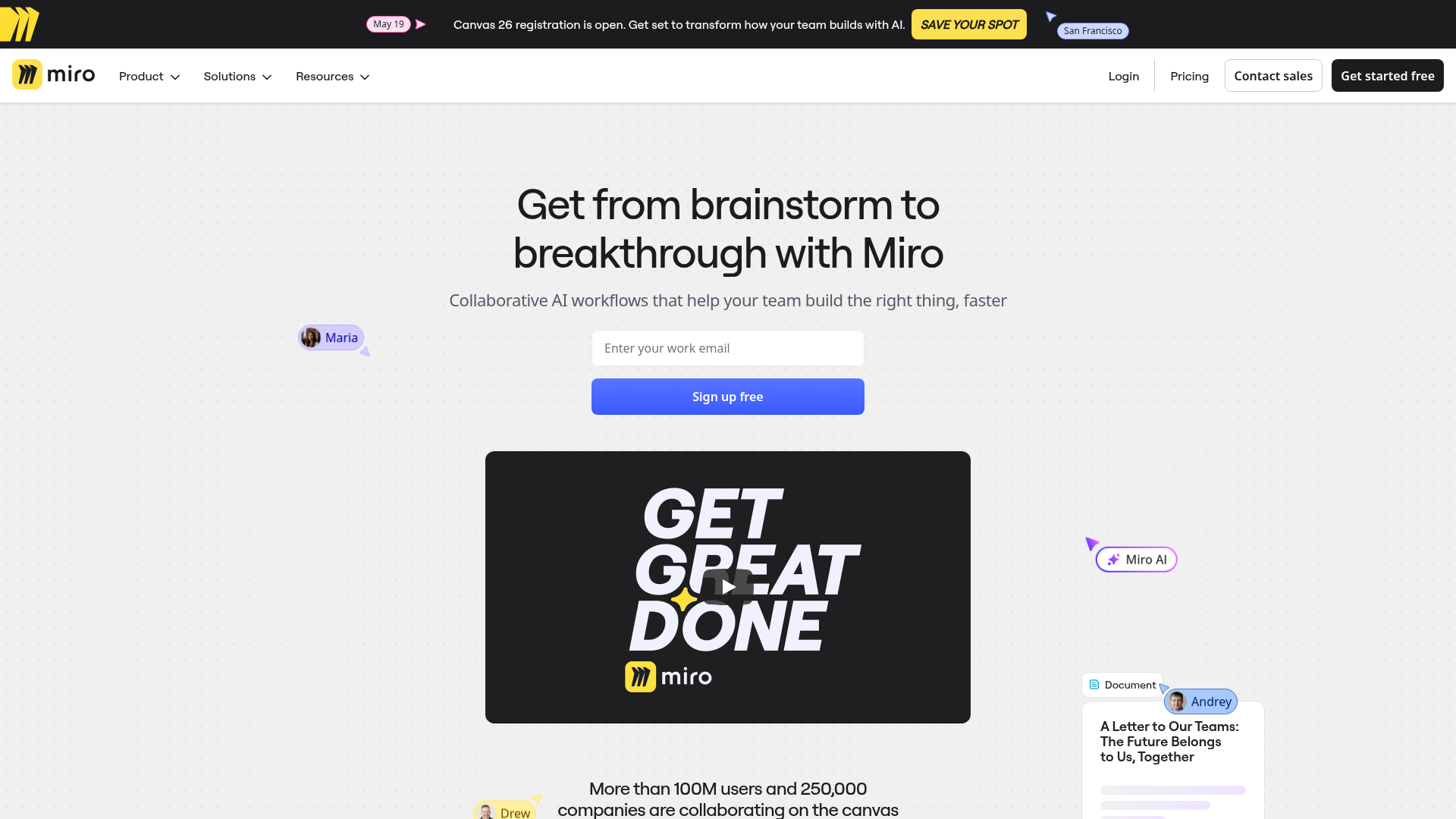 Screenshot of Miro website