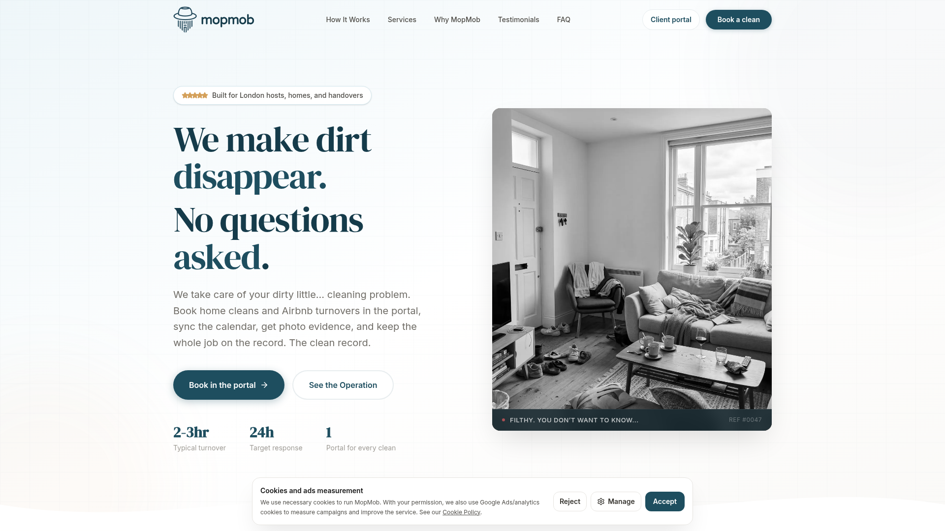 Screenshot of MopMob website