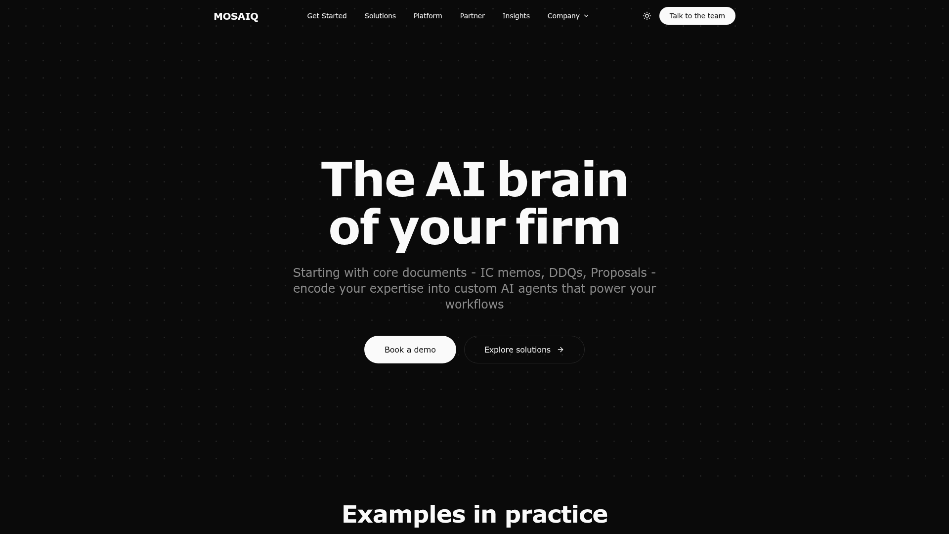 Screenshot of Mosaiq Labs website