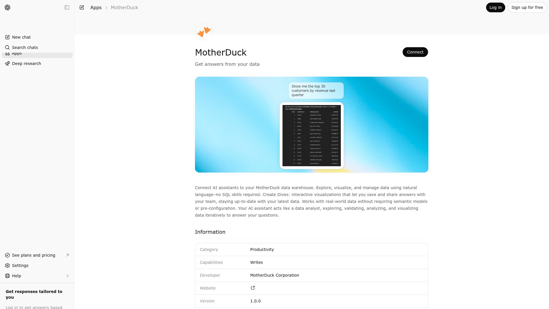 Screenshot of MotherDuck website