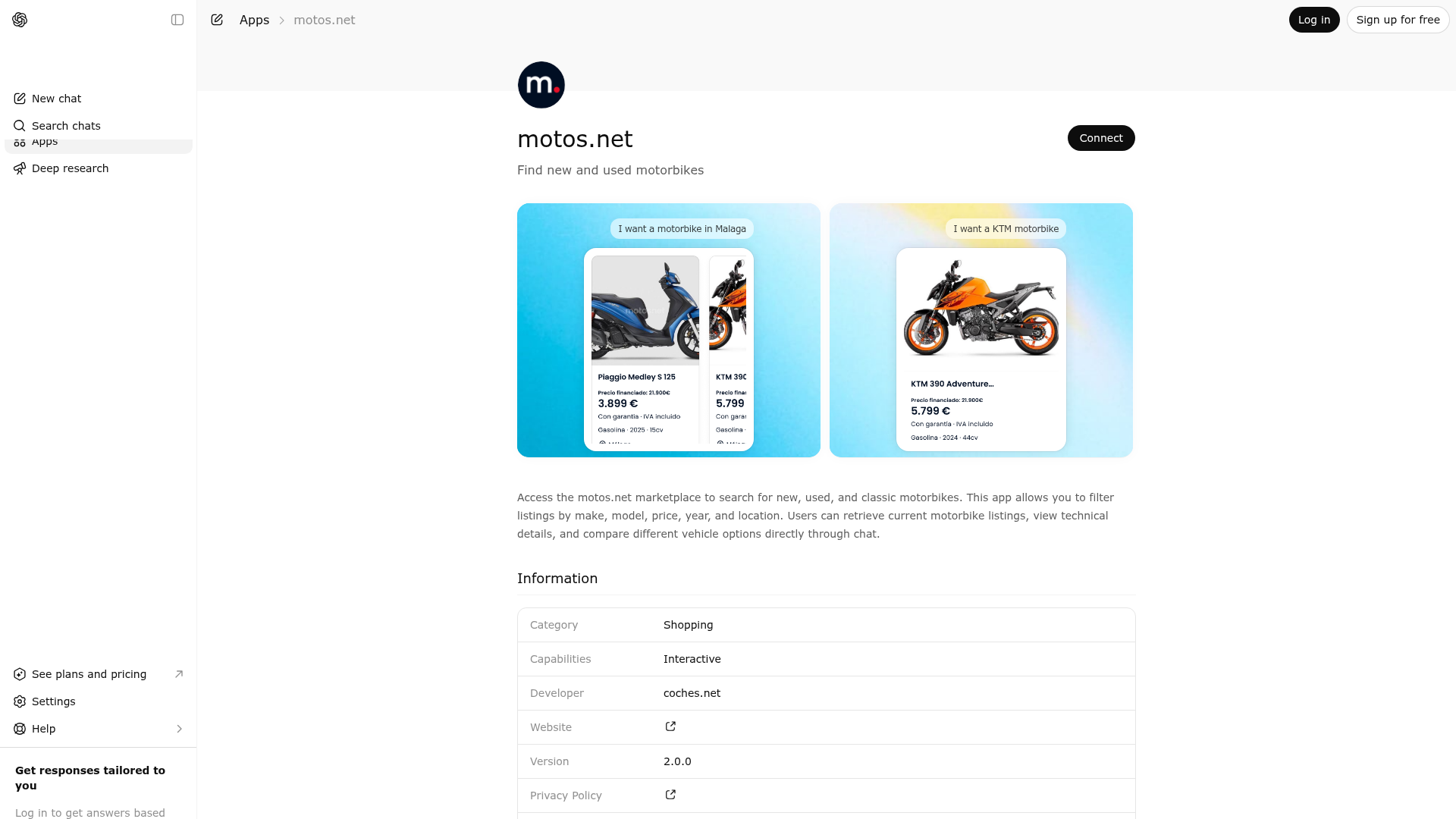 Screenshot of motos.net website