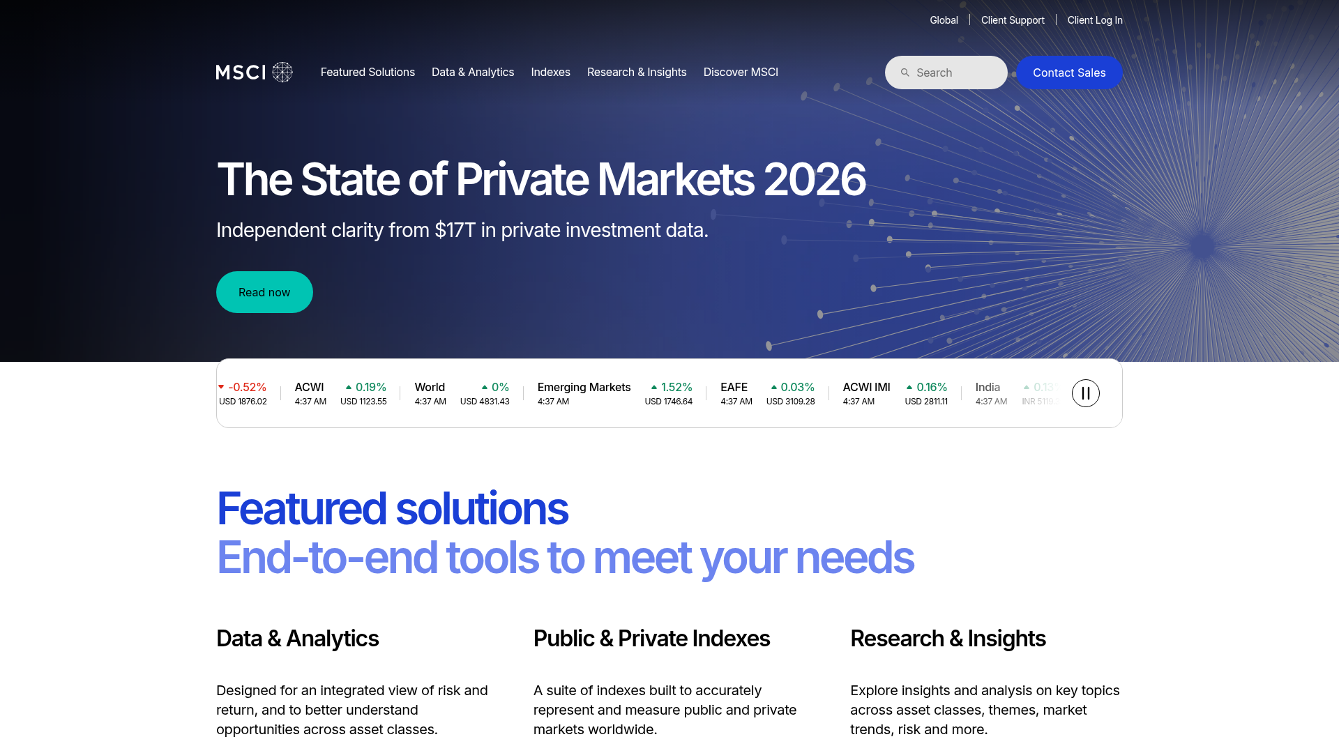 Screenshot of MSCI website