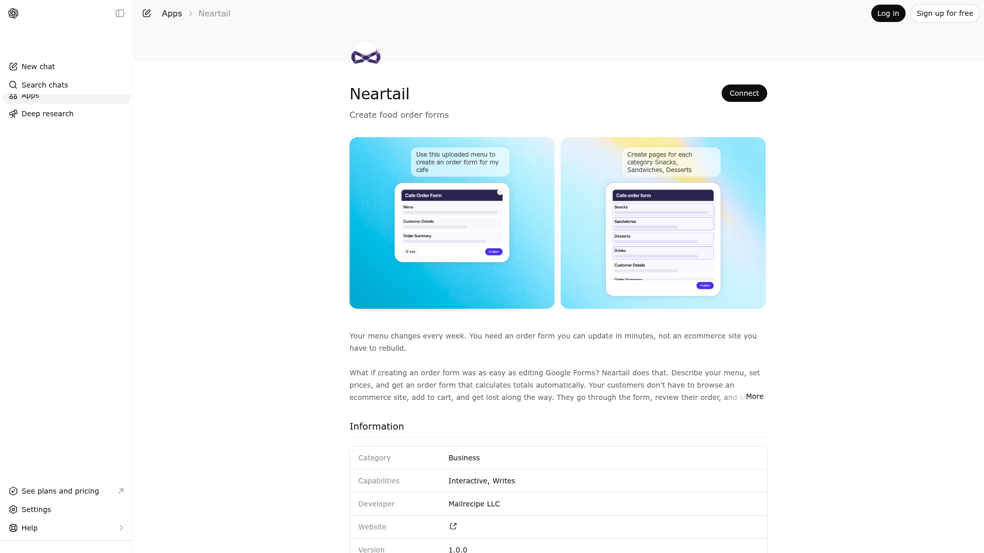 Screenshot of Neartail website