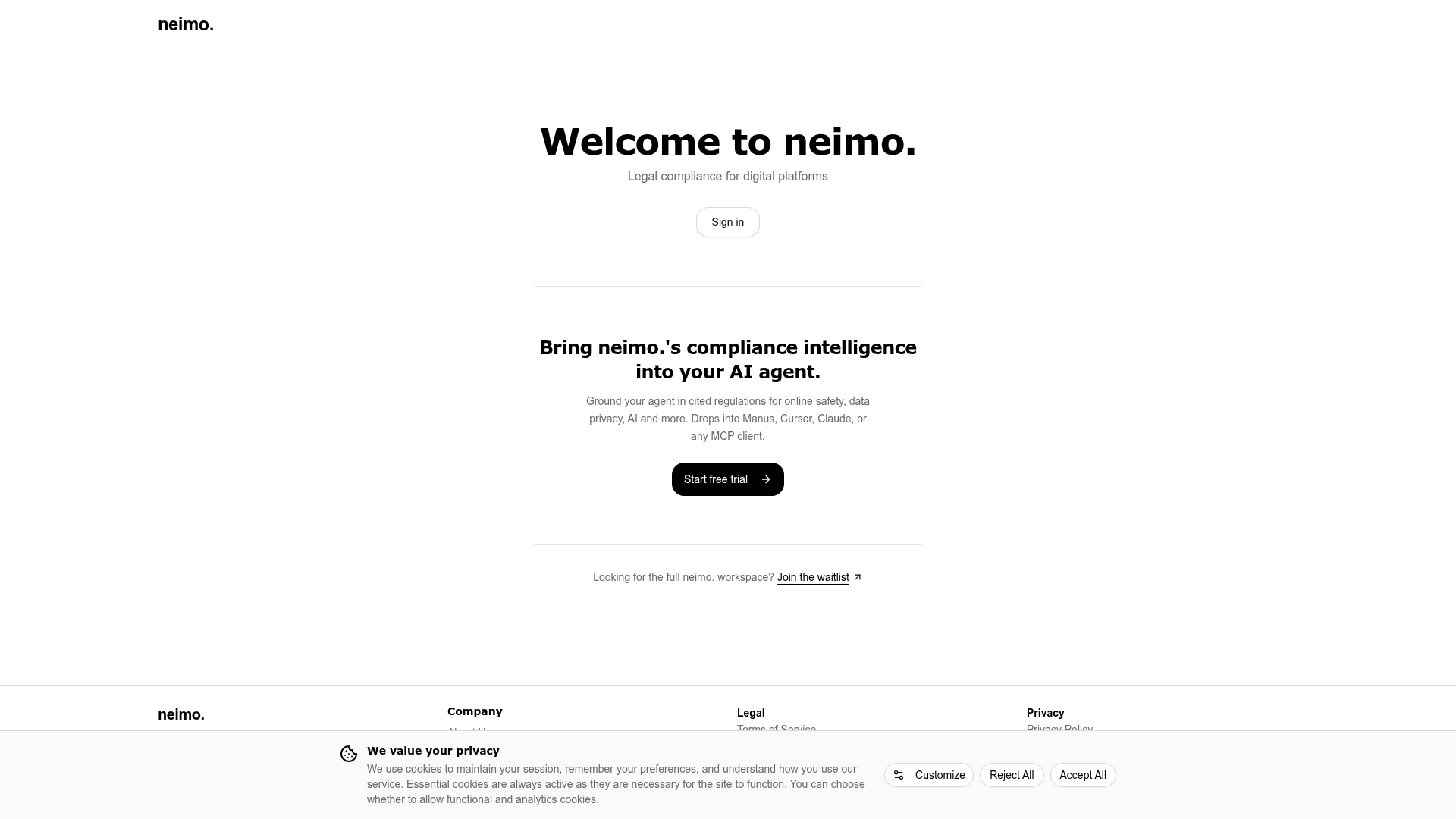 Screenshot of neimo. website
