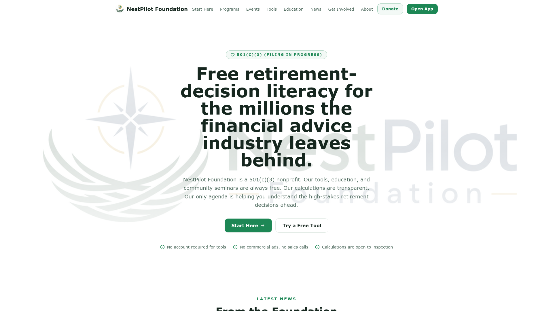 Screenshot of NestPilot website