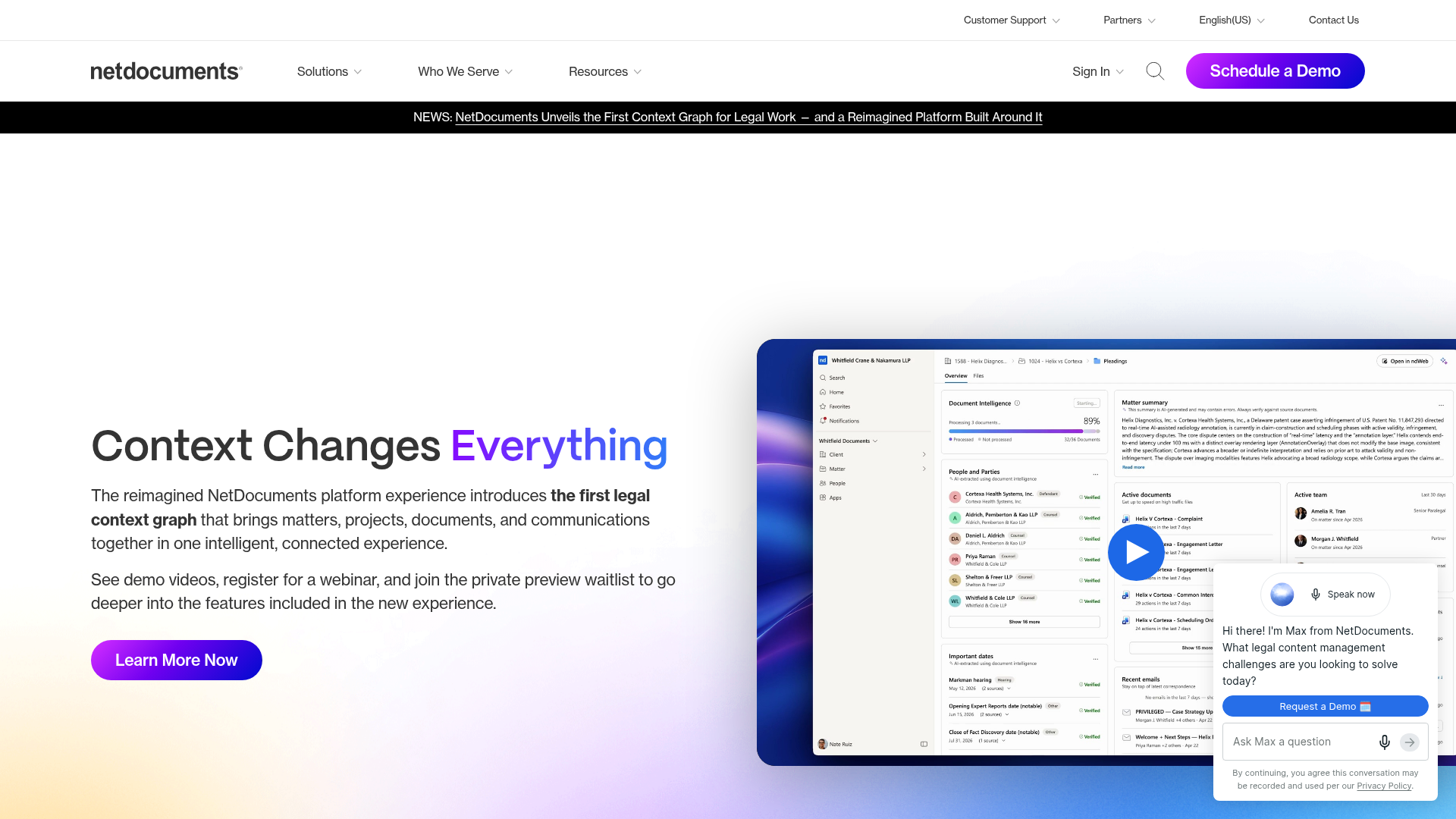 Screenshot of NetDocuments website