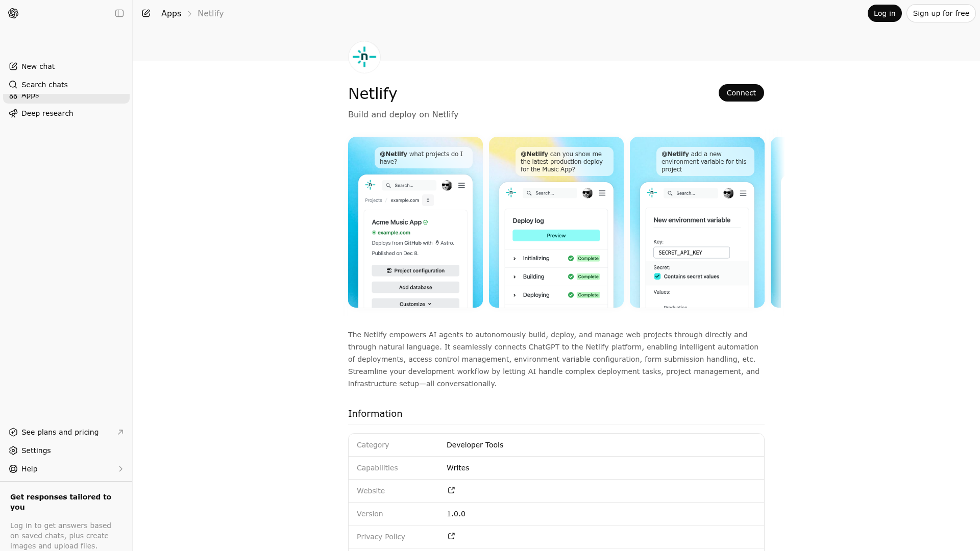 Screenshot of Netlify website