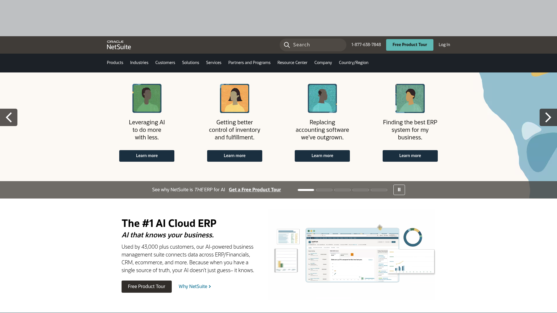 Screenshot of NetSuite website