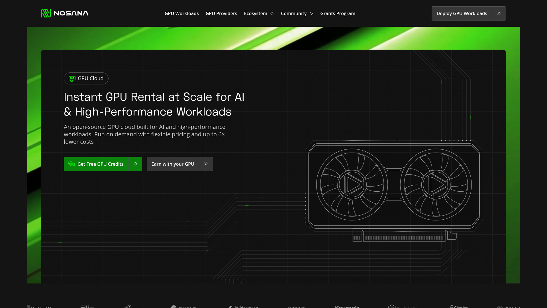Screenshot of Nosana website