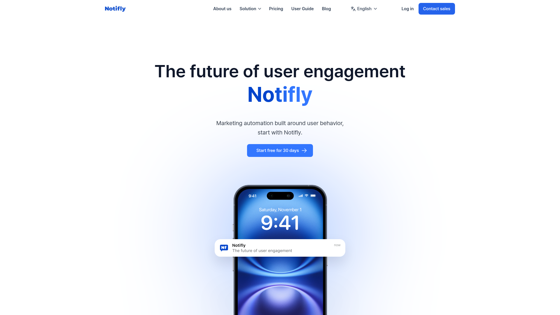 Screenshot of Notifly website