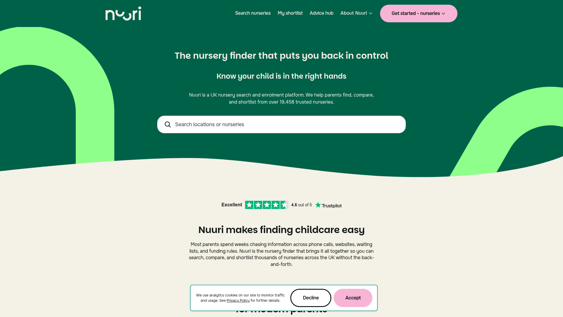 Screenshot of Nuuri website