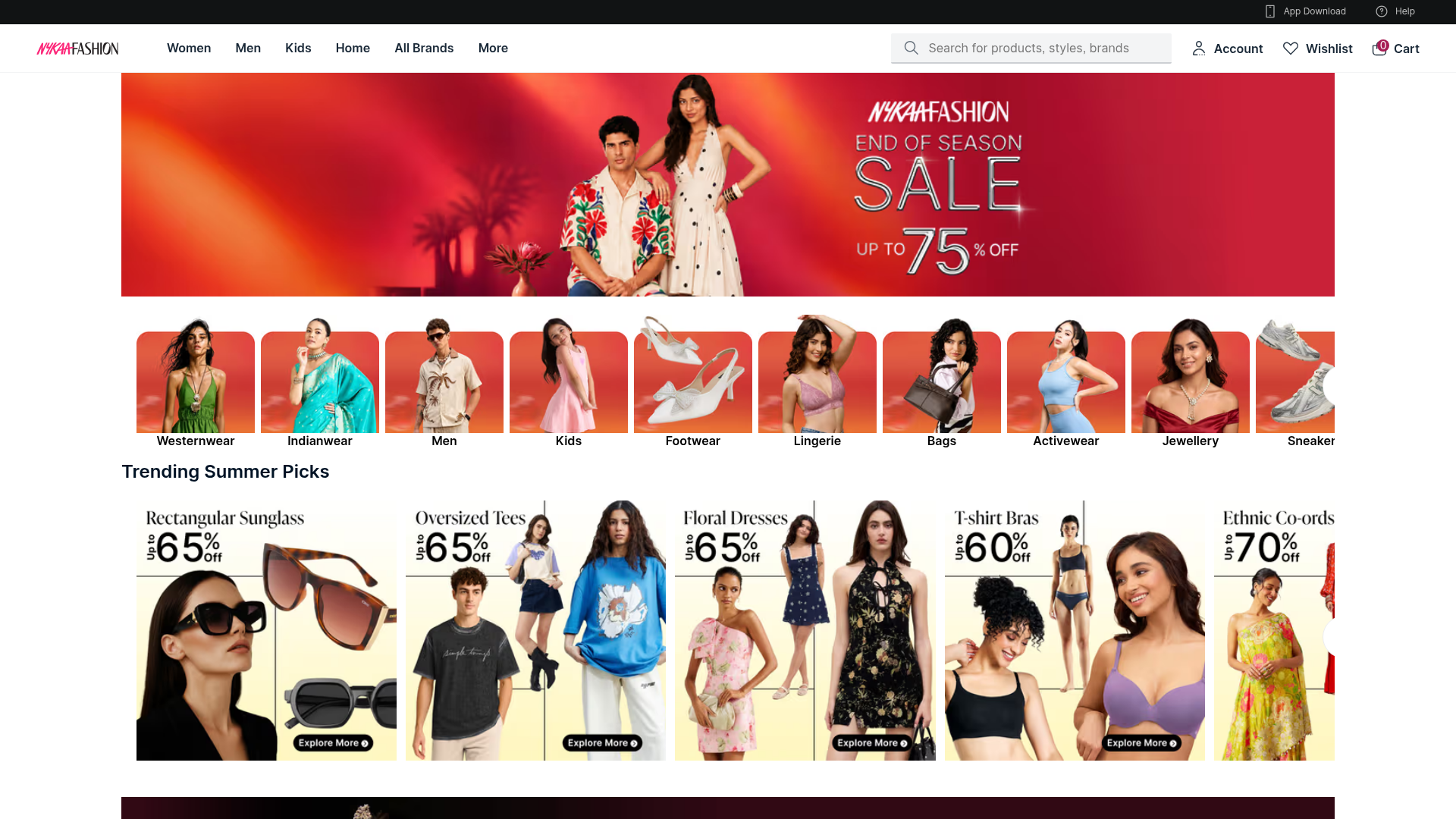 Screenshot of Nykaa Fashion website