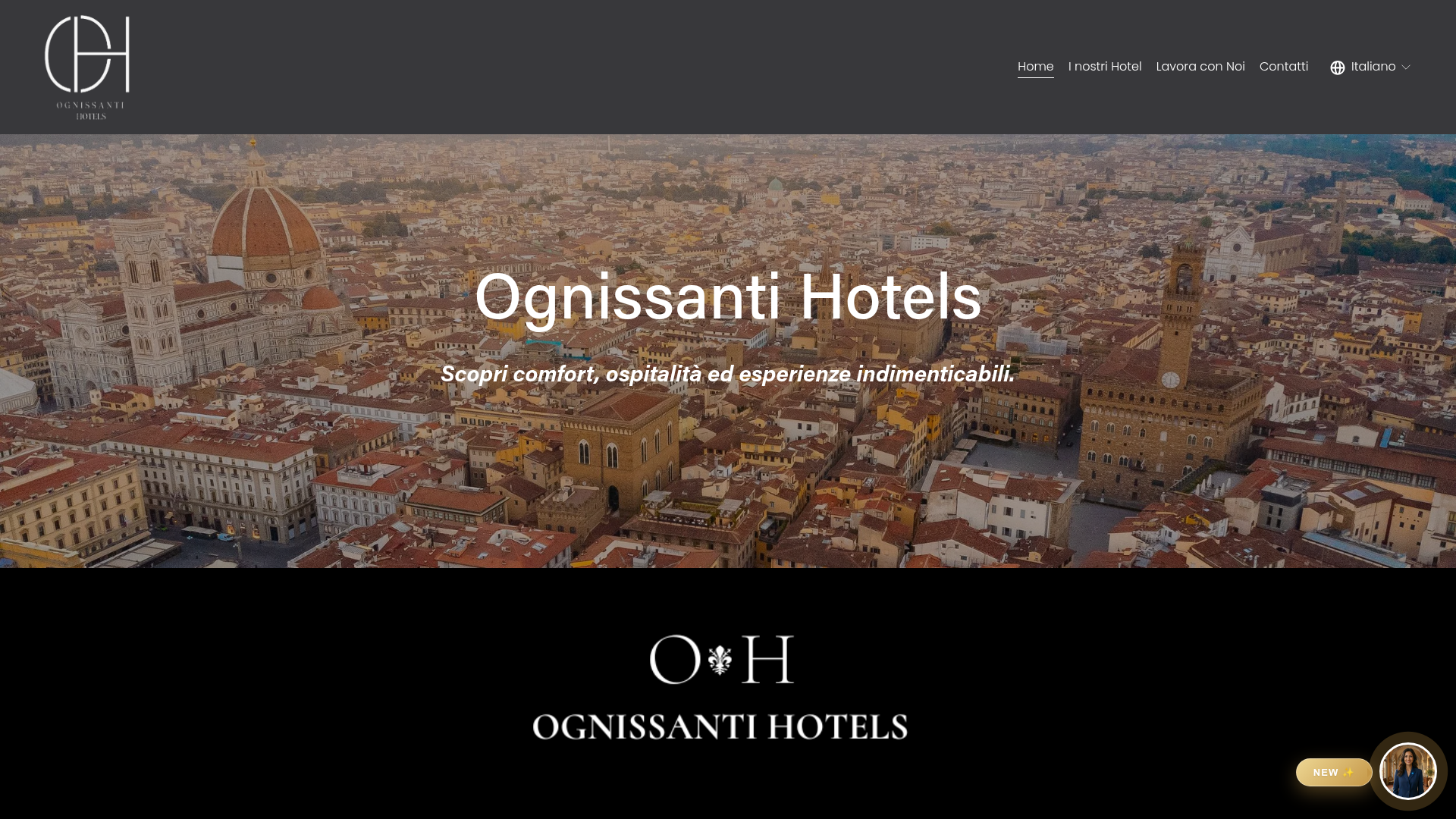 Screenshot of Ognissanti Hotels website