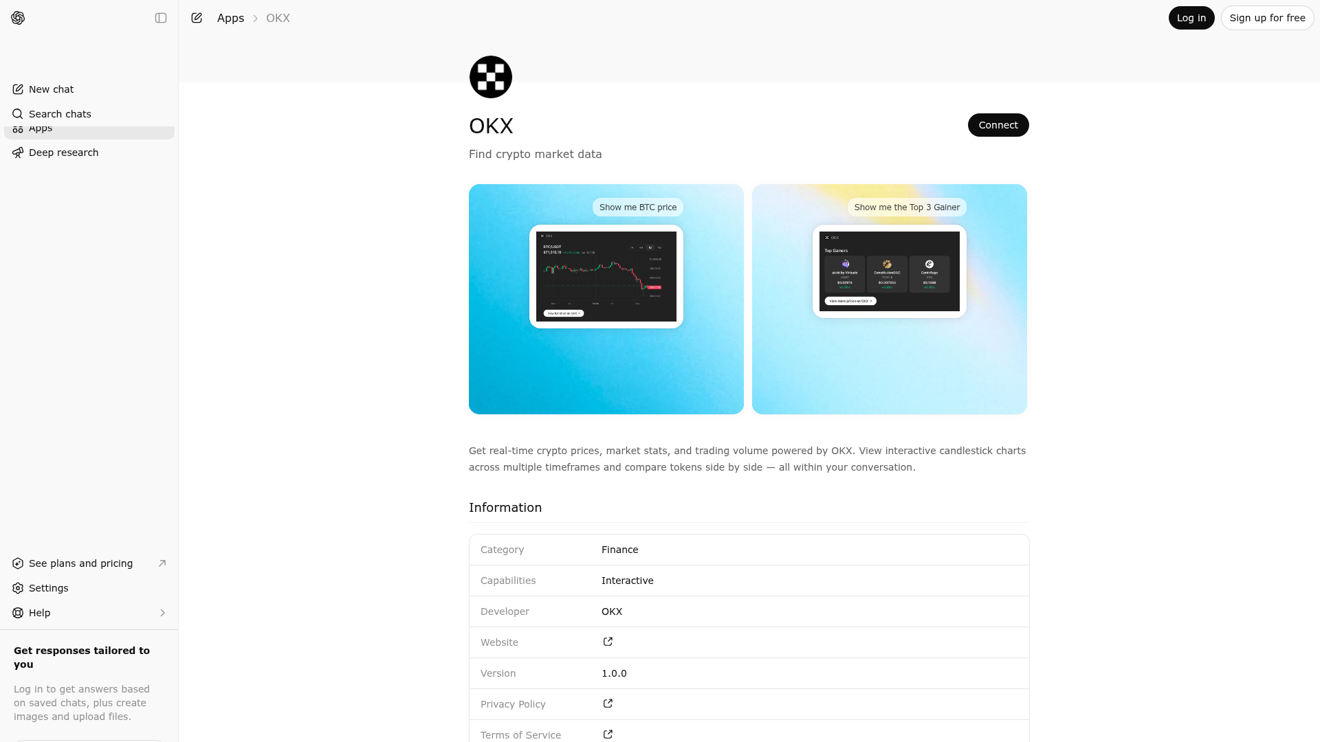 Screenshot of OKX website