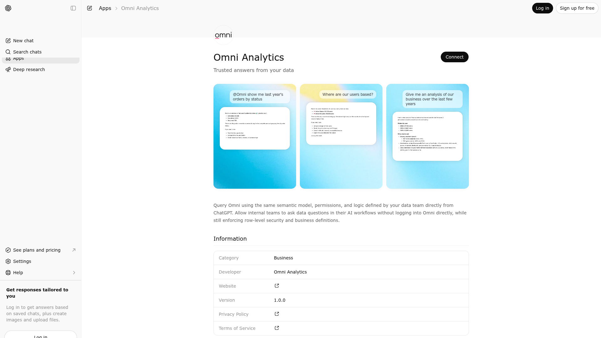 Screenshot of Omni Analytics website