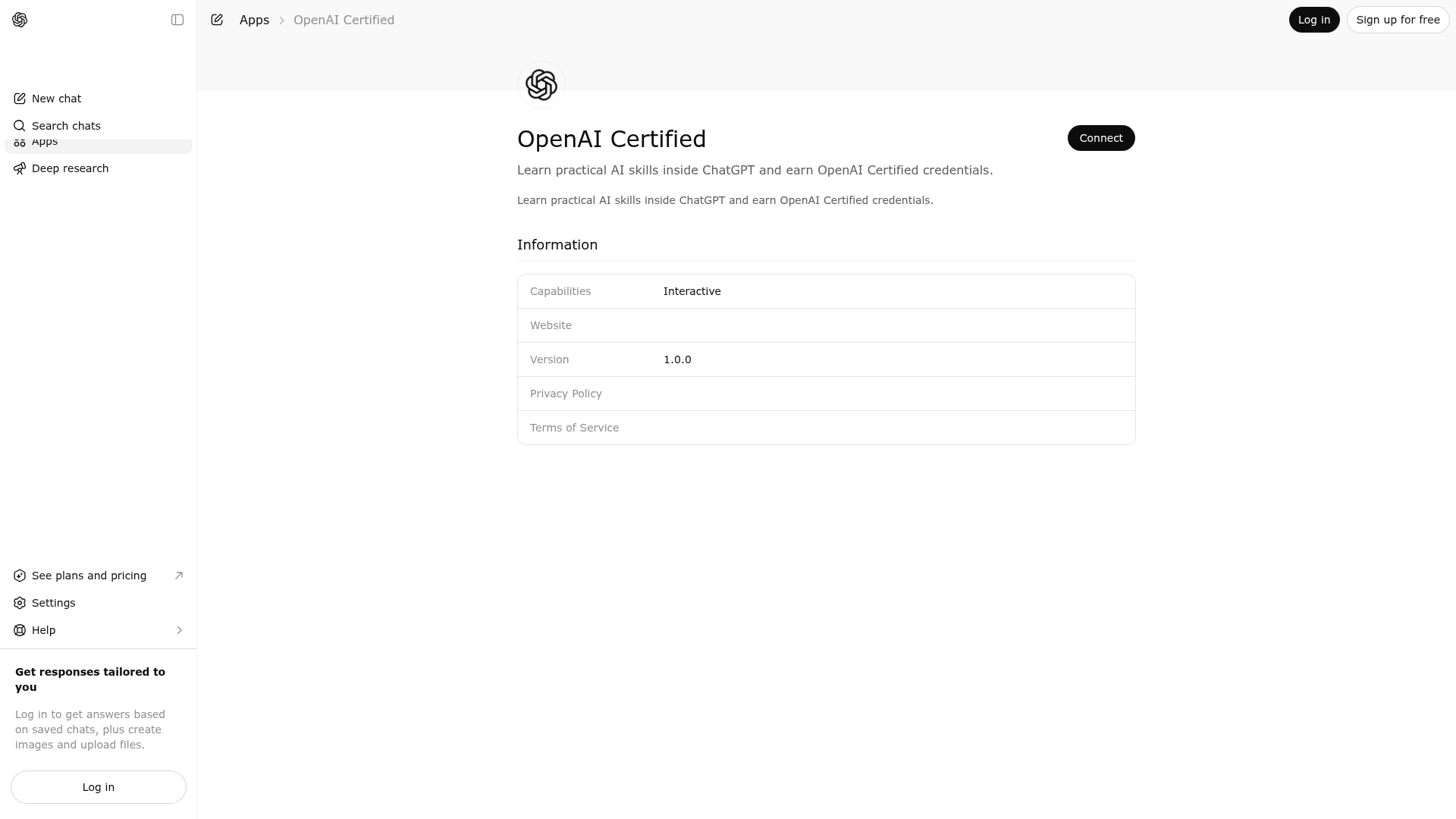 Screenshot of OpenAI Certified website