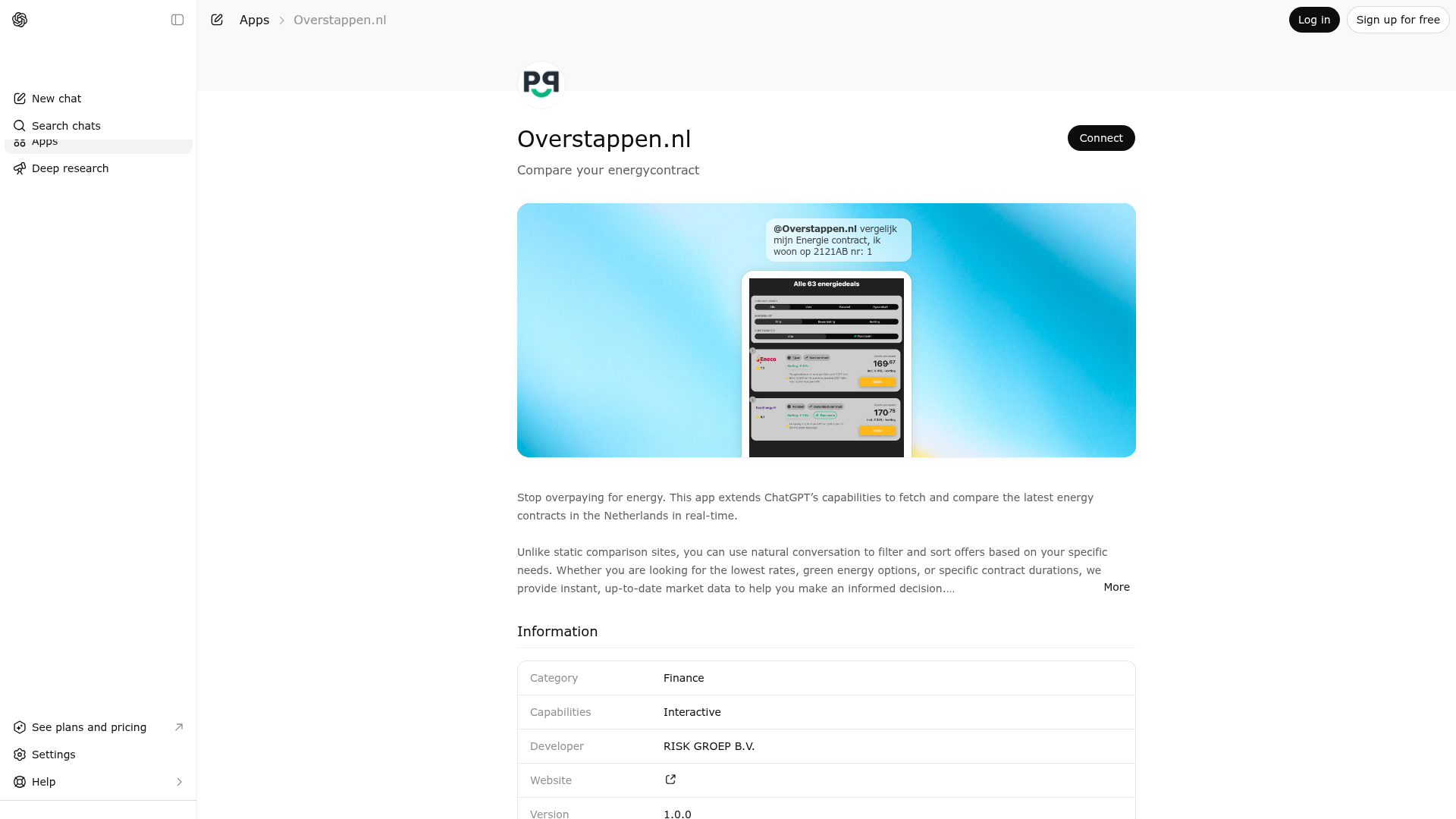 Screenshot of Overstappen.nl website