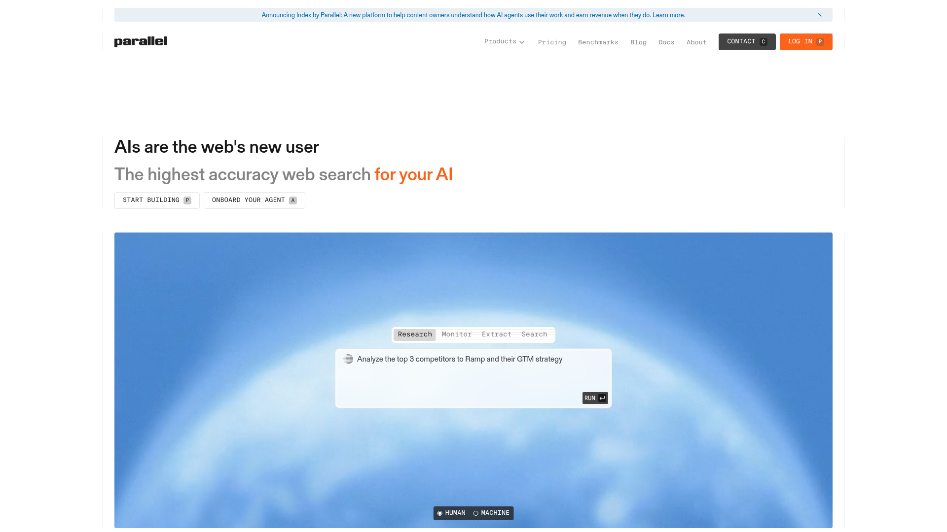 Screenshot of Parallel Search website