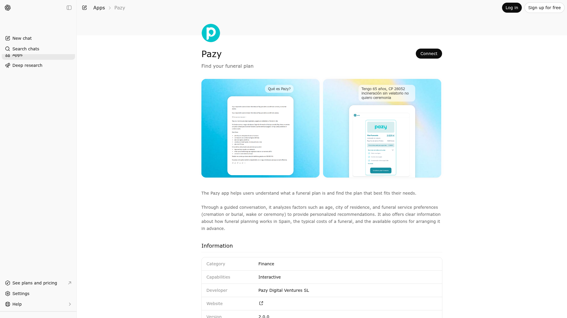 Screenshot of Pazy website