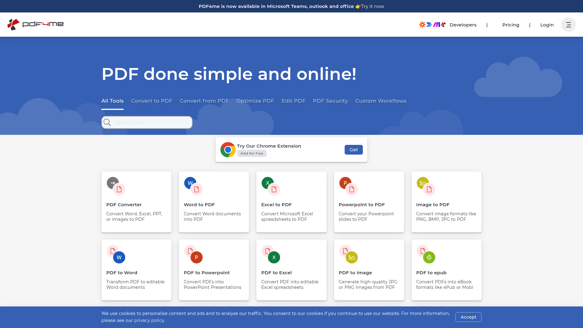 Screenshot of PDF4me website