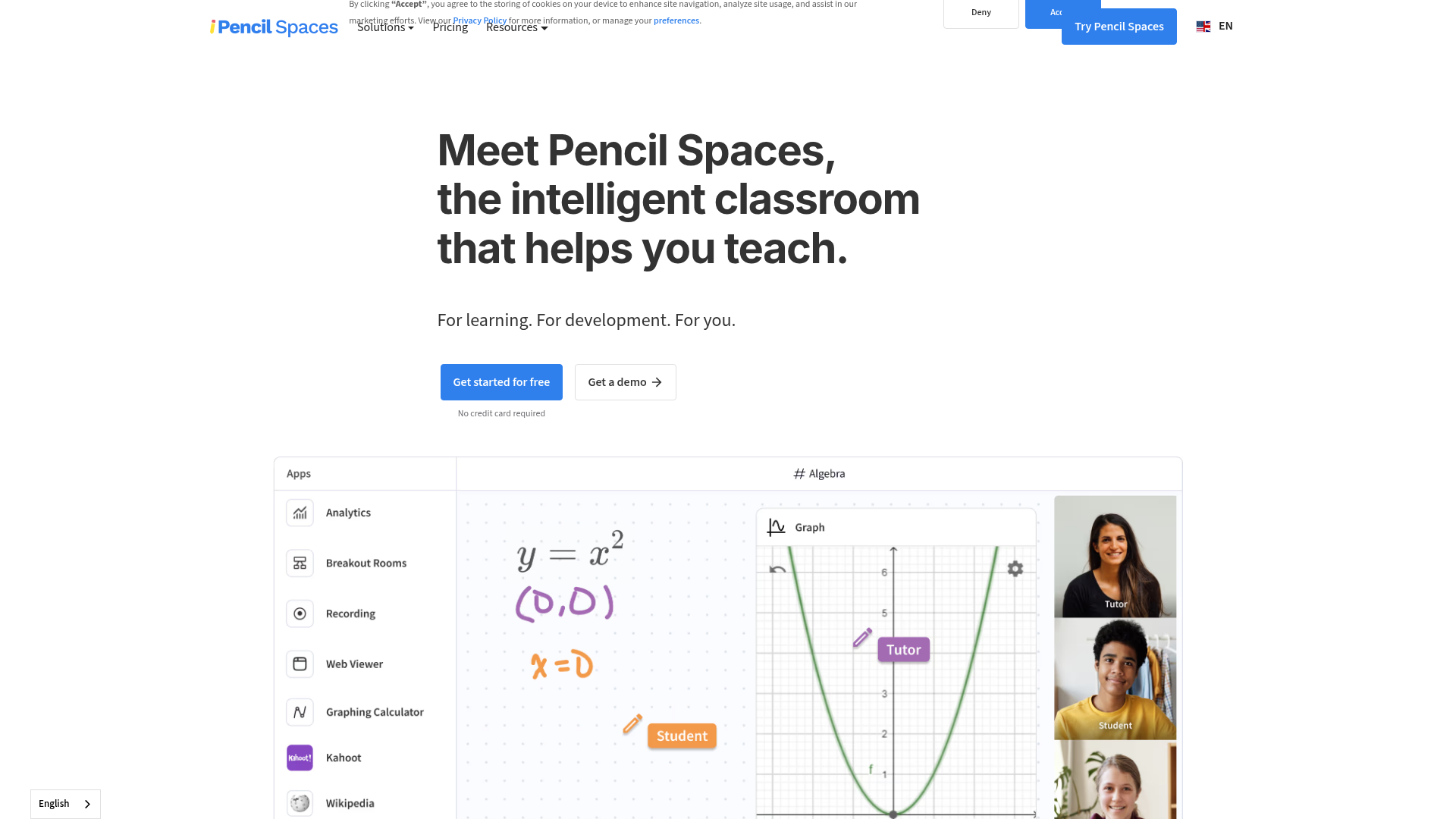 Screenshot of Pencil Spaces website