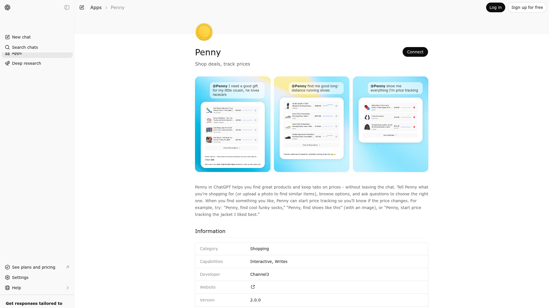 Screenshot of Penny website