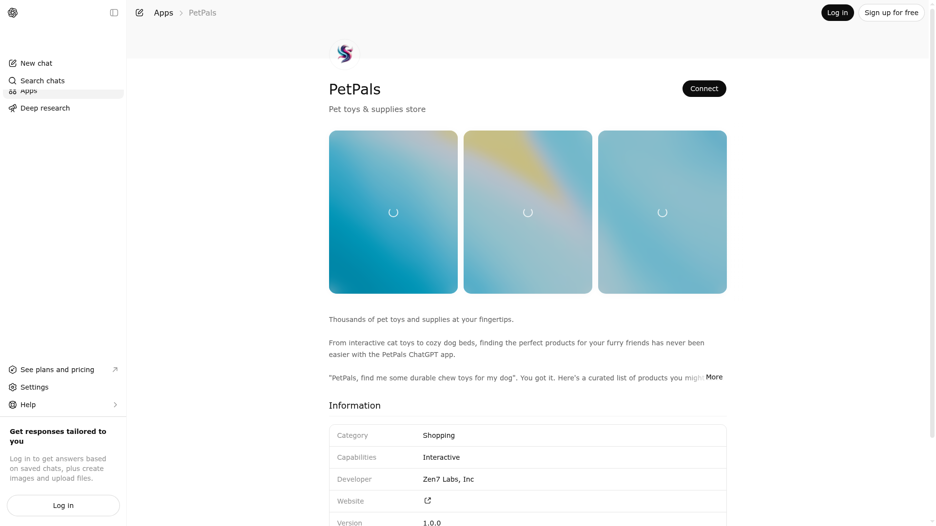 Screenshot of PetPals website