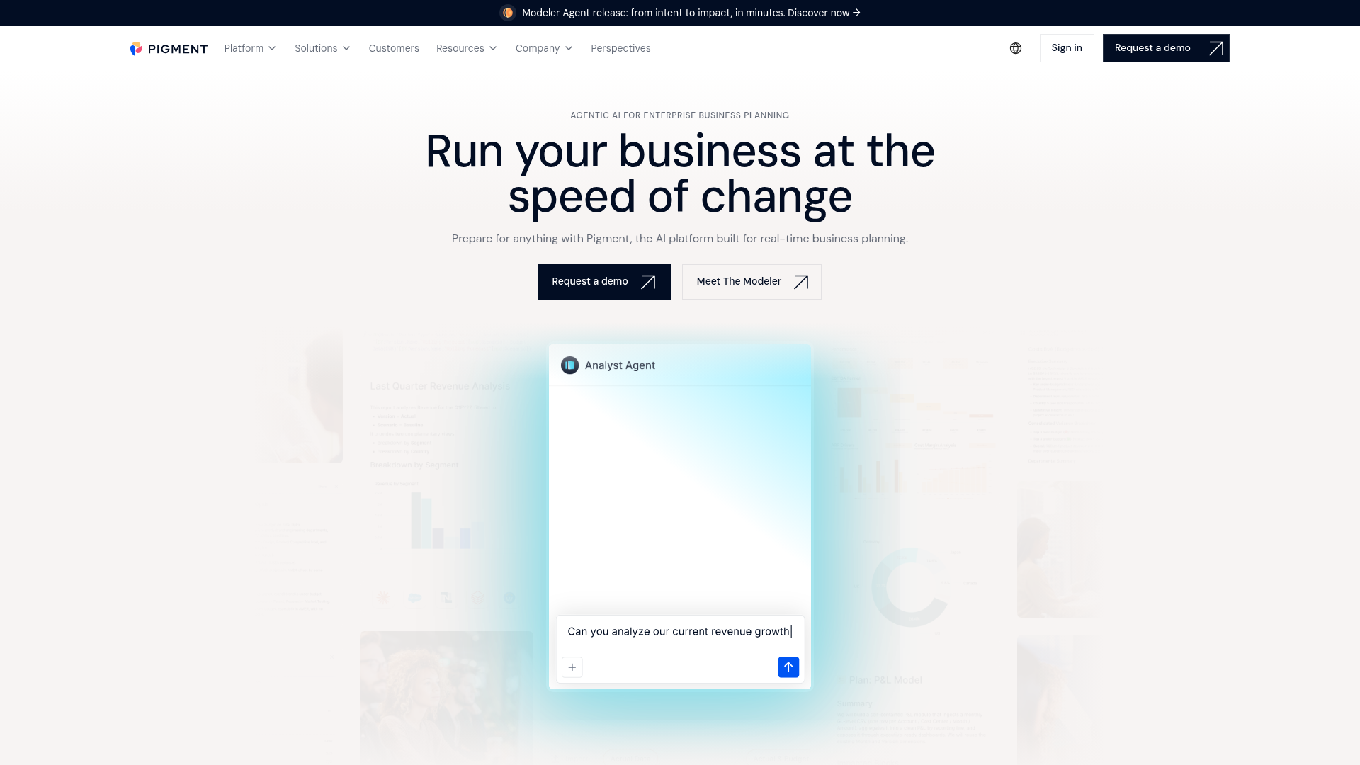 Screenshot of Pigment website