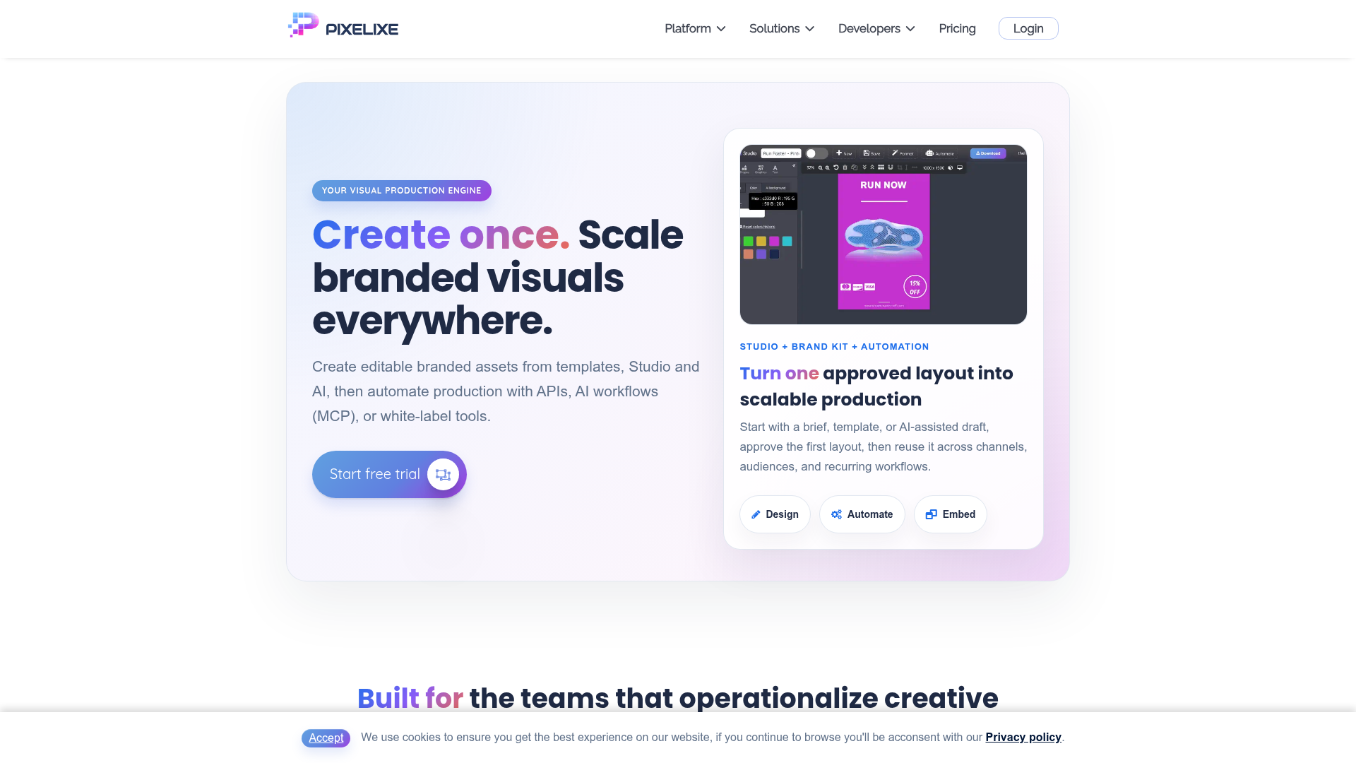 Screenshot of Pixelixe website
