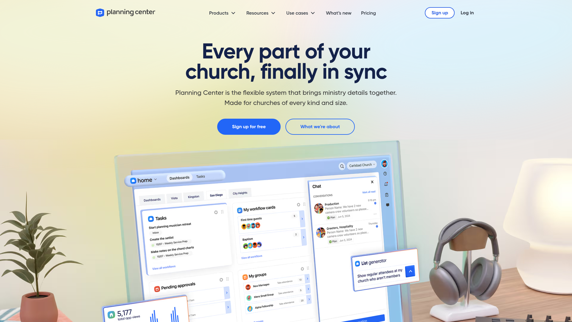 Screenshot of Planning Center website