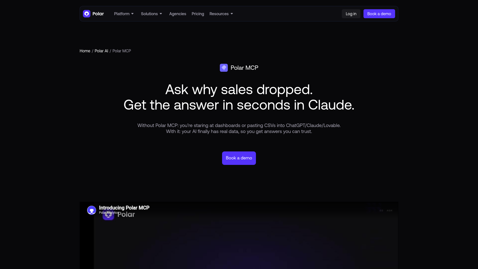 Screenshot of Polar Analytics website